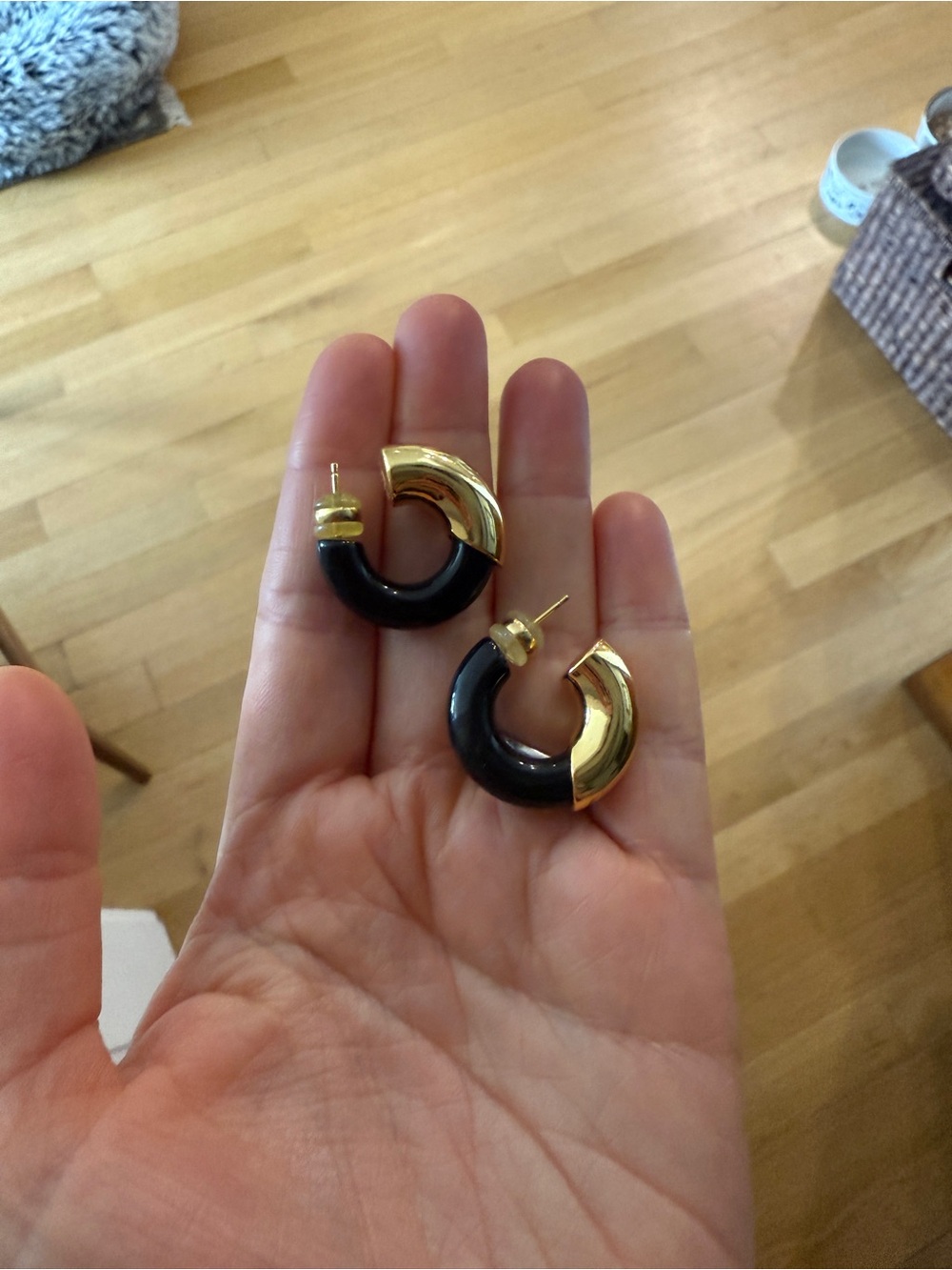 Lizzie Fortunato Two-Tone Gold and Black Hoop Earrings for Women